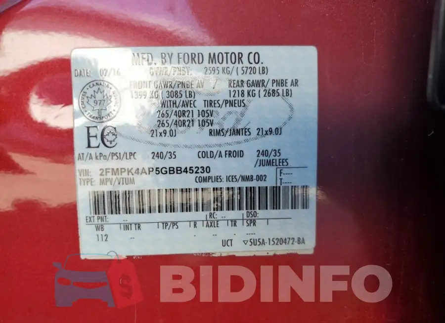 2FMPK4AP5GBB45230 Photo# 13