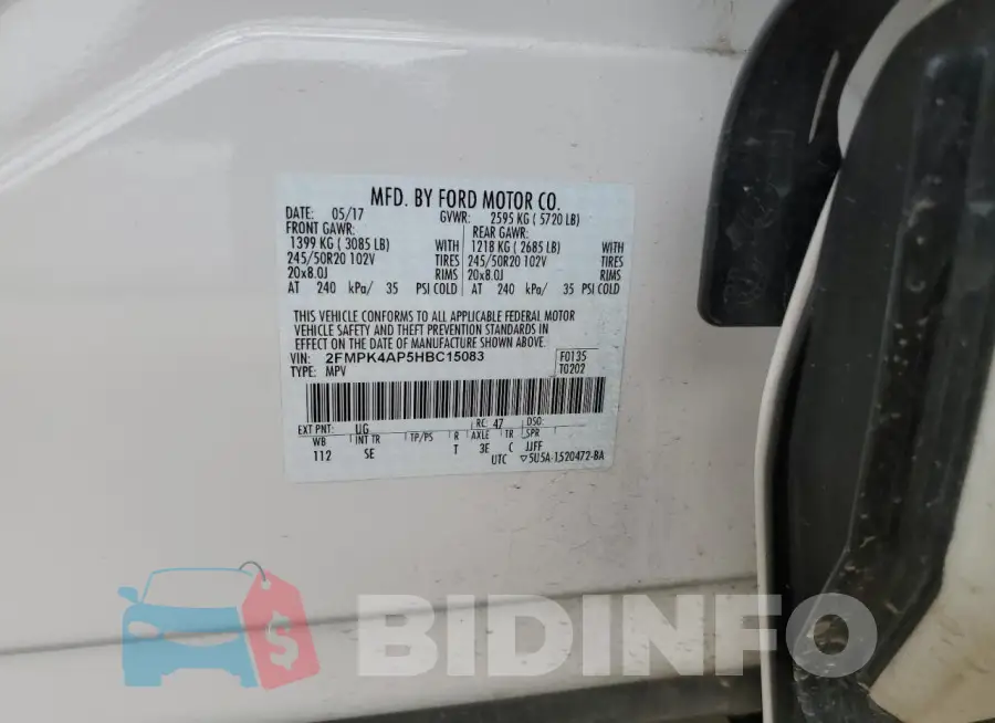 2FMPK4AP5HBC15083 Photo# 13