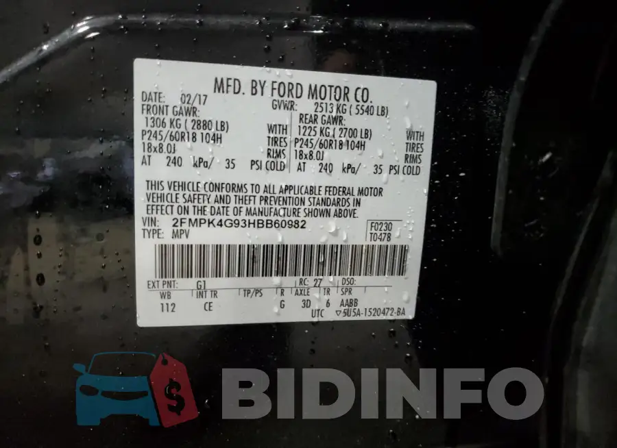 2FMPK4G93HBB60982 Photo# 14