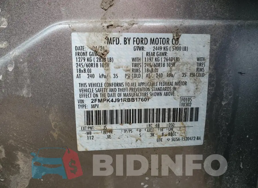 2FMPK4J91RBB17607 Photo# 14