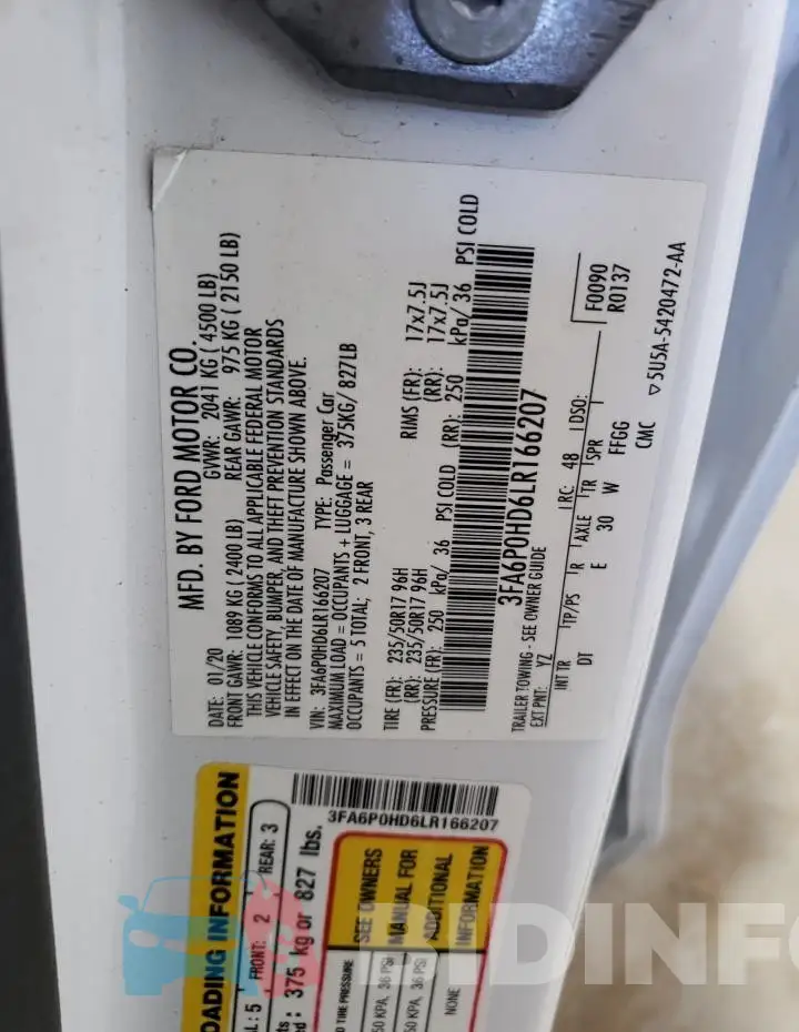 3FA6P0HD6LR166207 Photo# 12