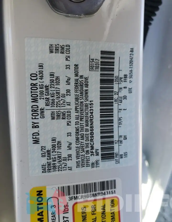 3FMCR9B68NRD43151 Photo# 14
