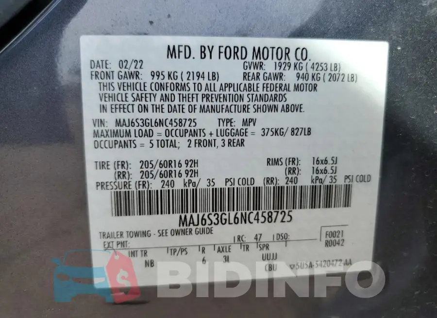 MAJ6S3GL6NC458725 Photo# 13