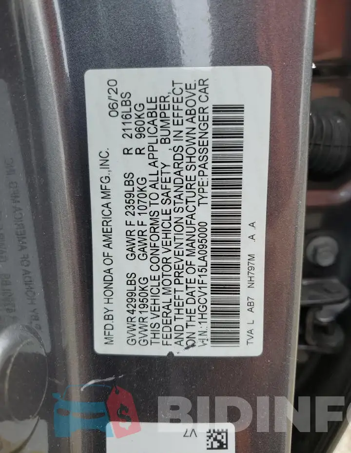 1HGCV1F15LA095000 Photo# 13