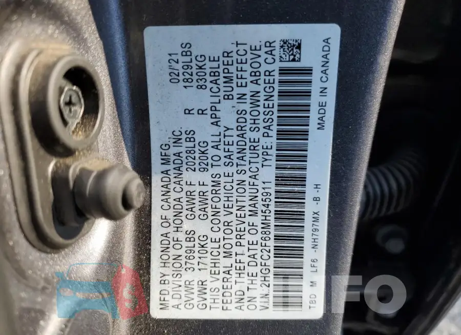 2HGFC2F68MH545911 Photo# 12