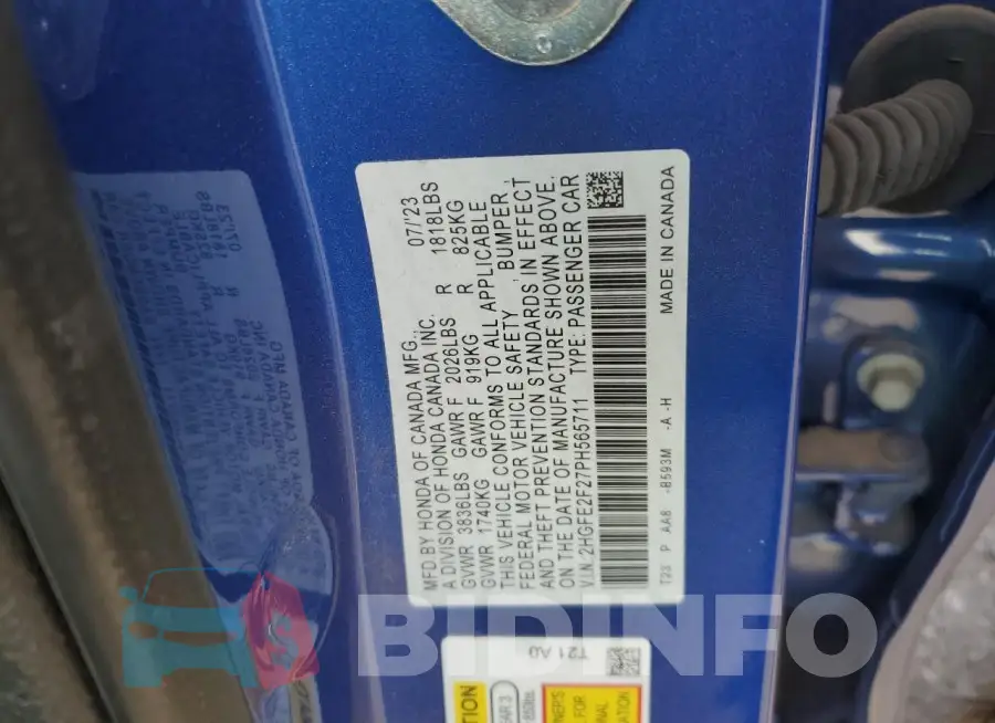2HGFE2F27PH565711 Photo# 12