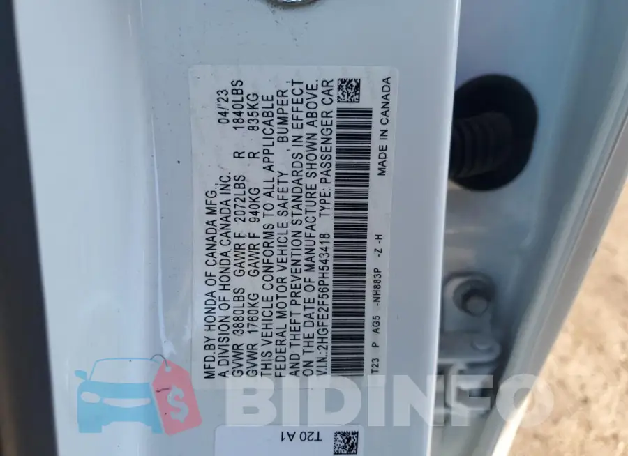2HGFE2F56PH543418 Photo# 12