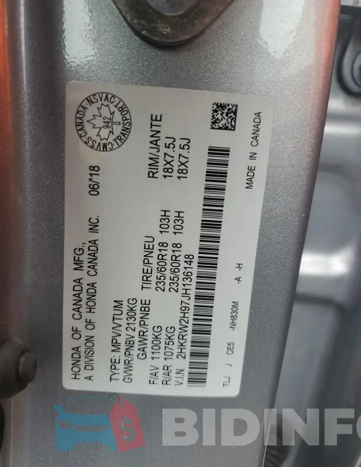 2HKRW2H97JH136148 Photo# 14