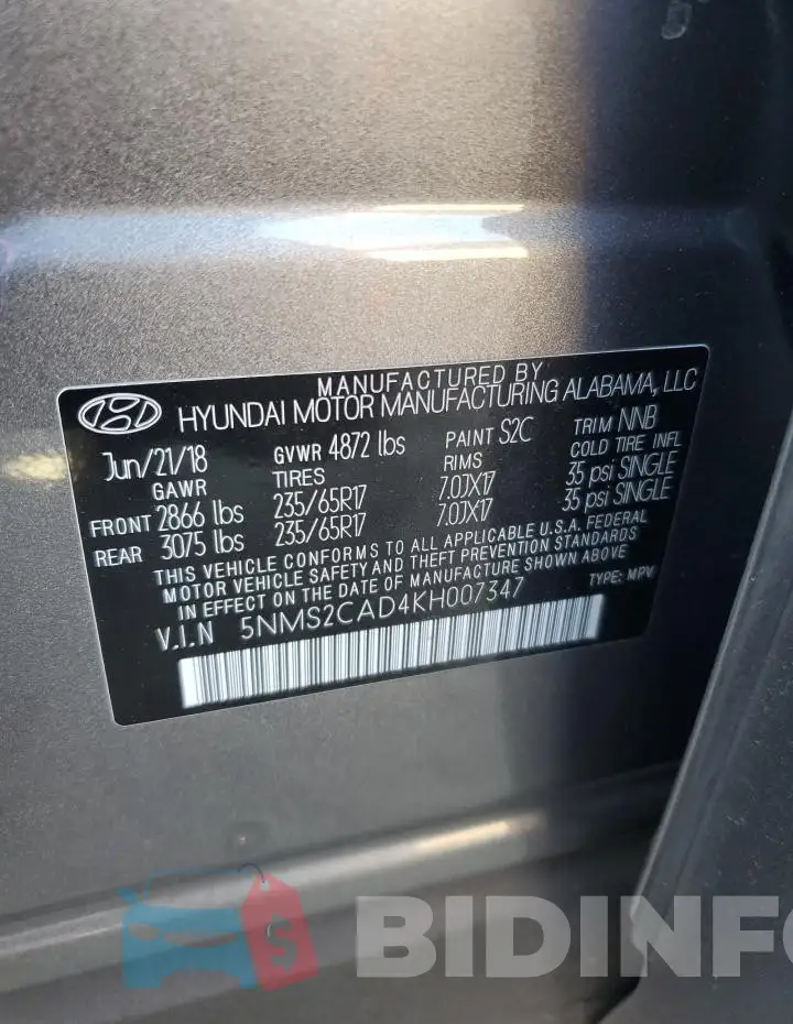 5NMS2CAD4KH007347 Photo# 13