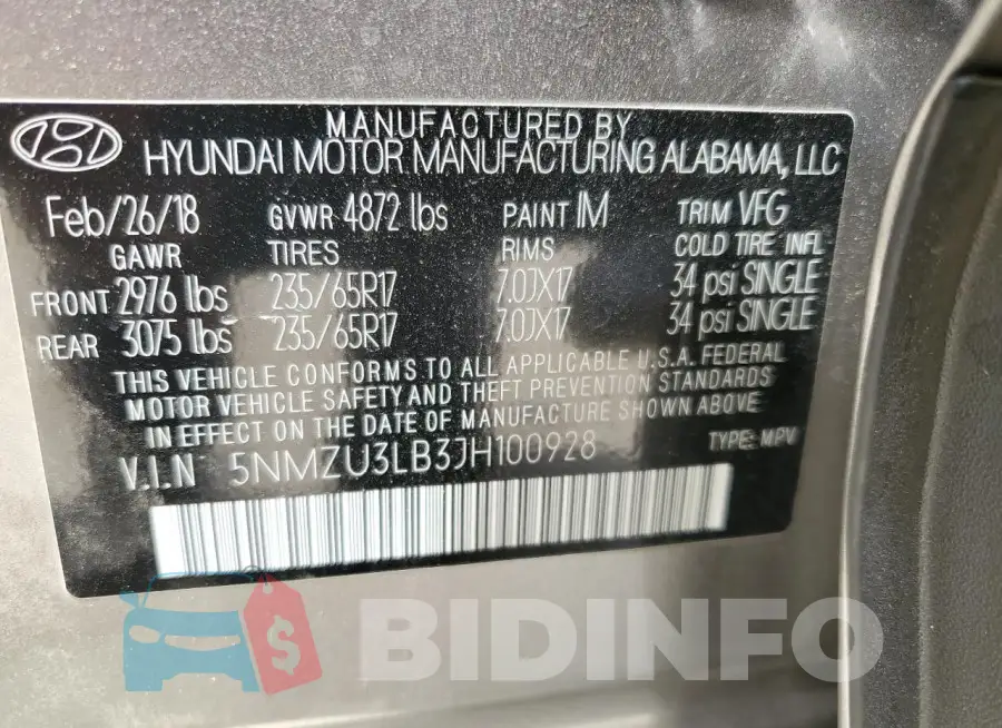 5NMZU3LB3JH100928 Photo# 13