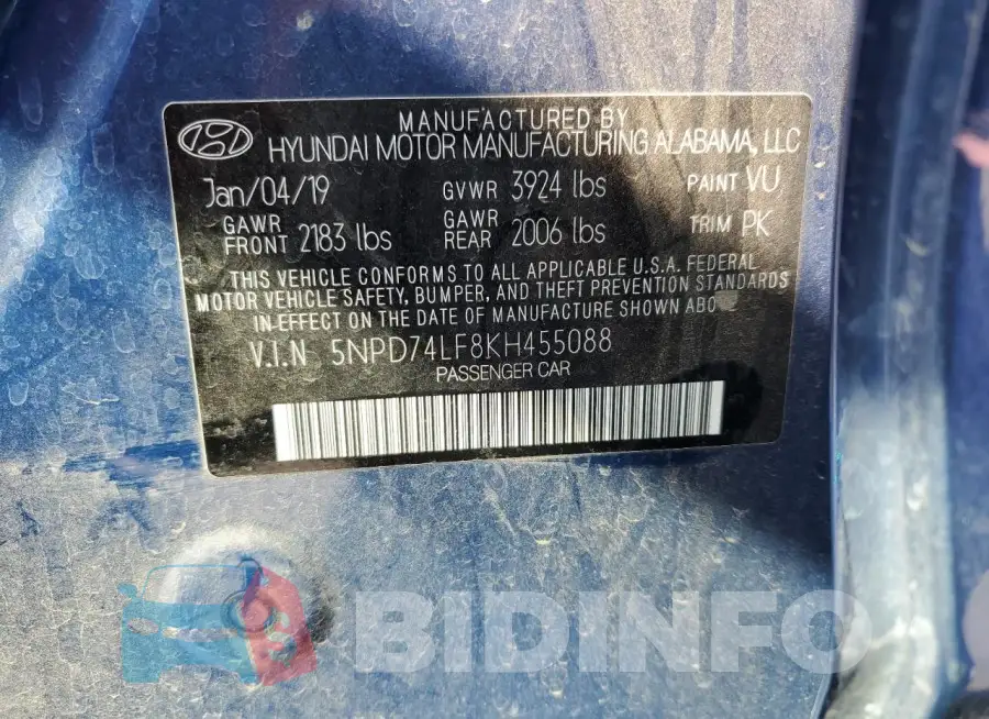 5NPD74LF8KH455088 Photo# 12