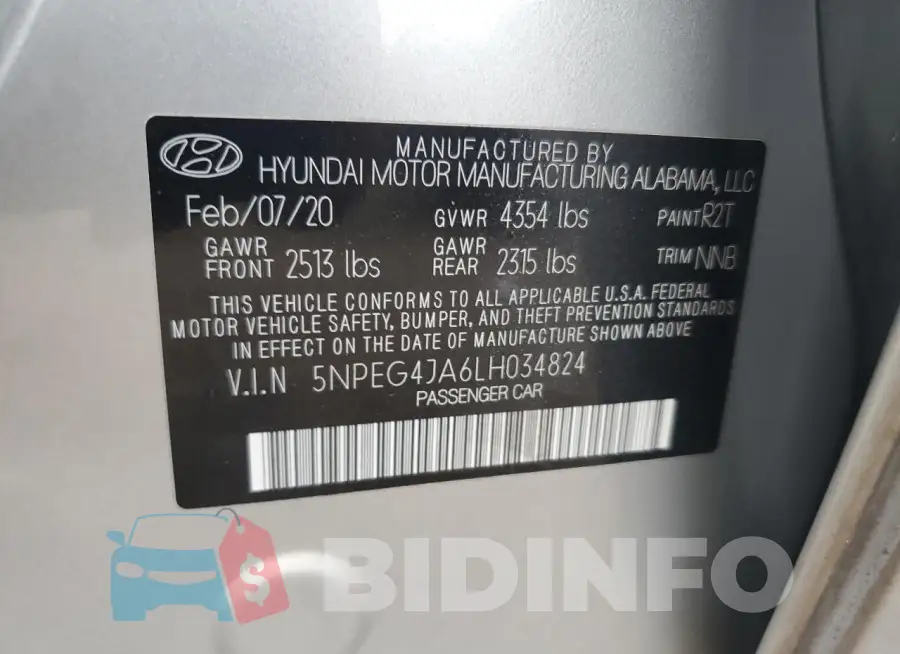 5NPEG4JA6LH034824 Photo# 13