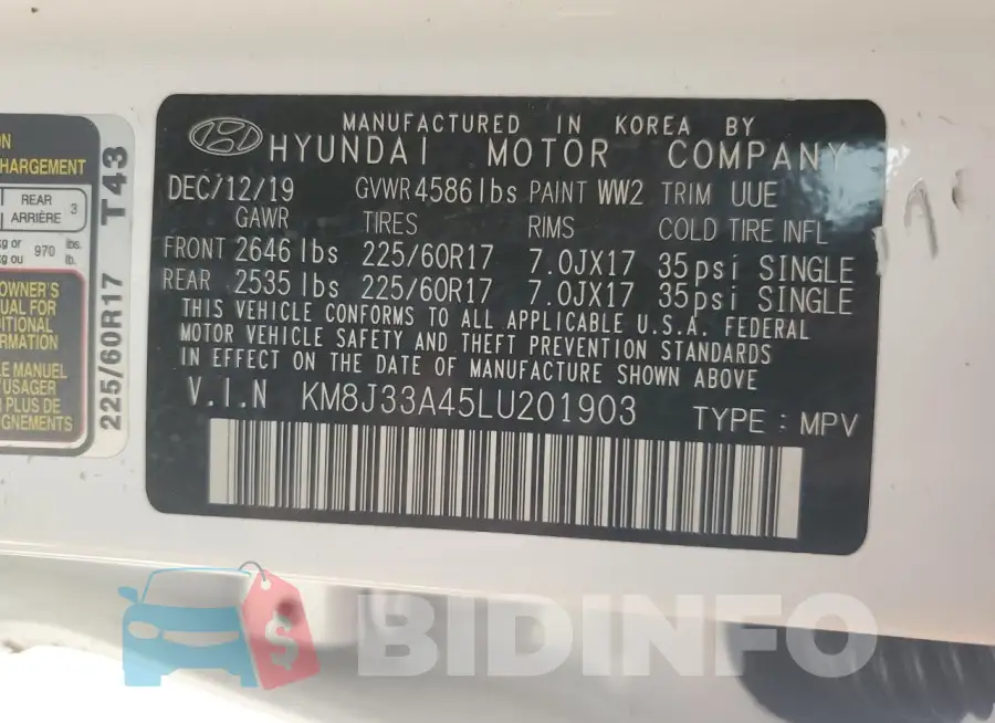 KM8J33A45LU201903 Photo# 13