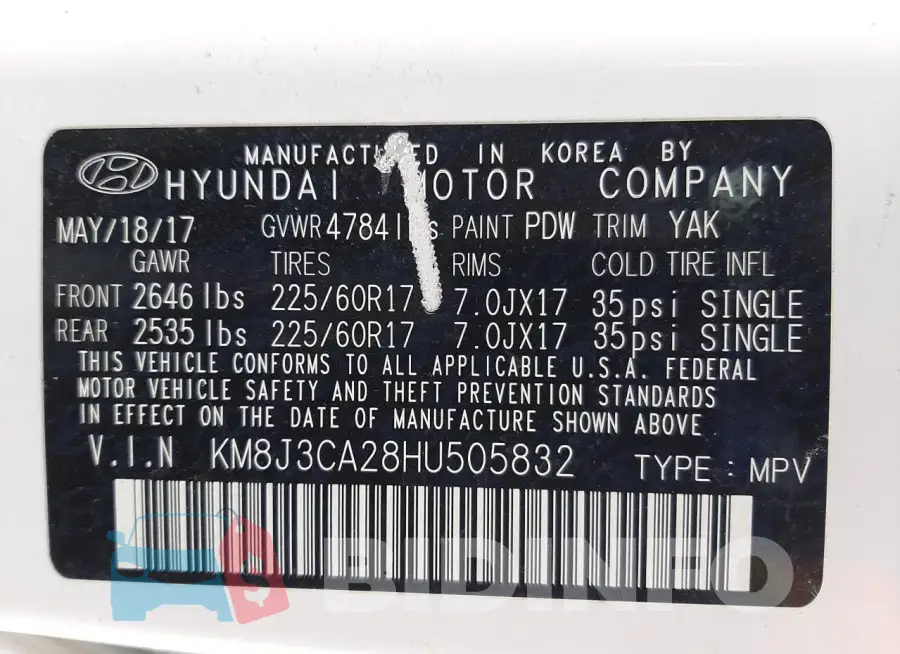 KM8J3CA28HU505832 Photo# 12