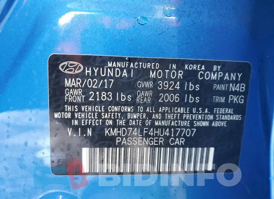 KMHD74LF4HU417707 Photo# 13