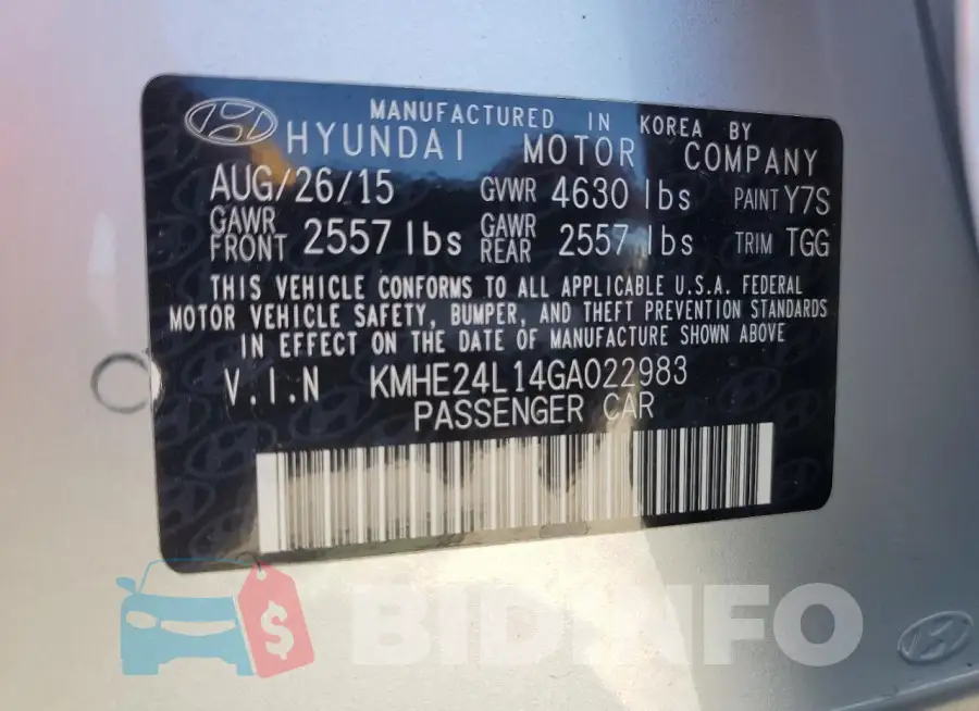 KMHE24L14GA022983 Photo# 13