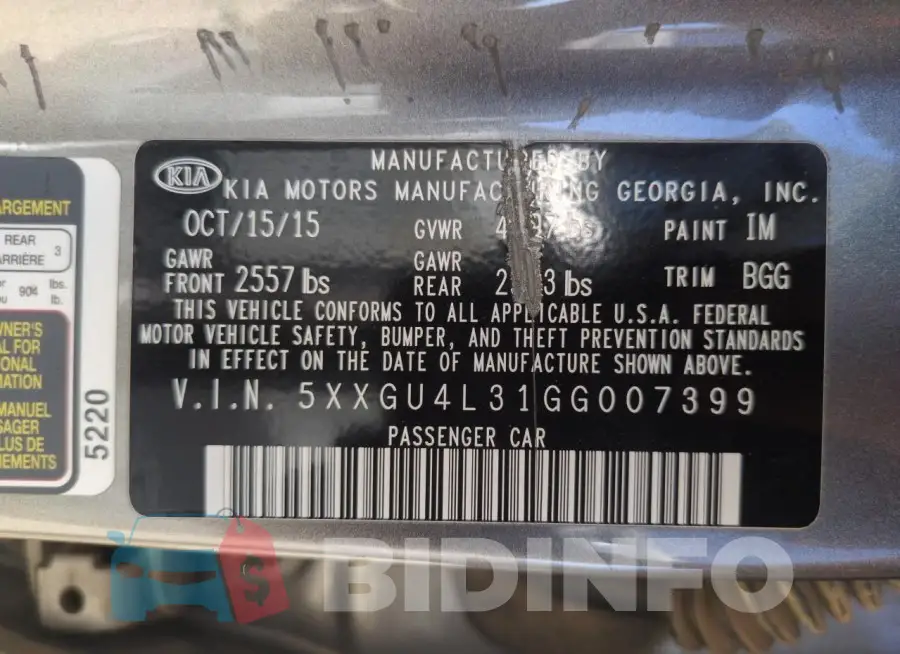 5XXGU4L31GG007399 Photo# 13