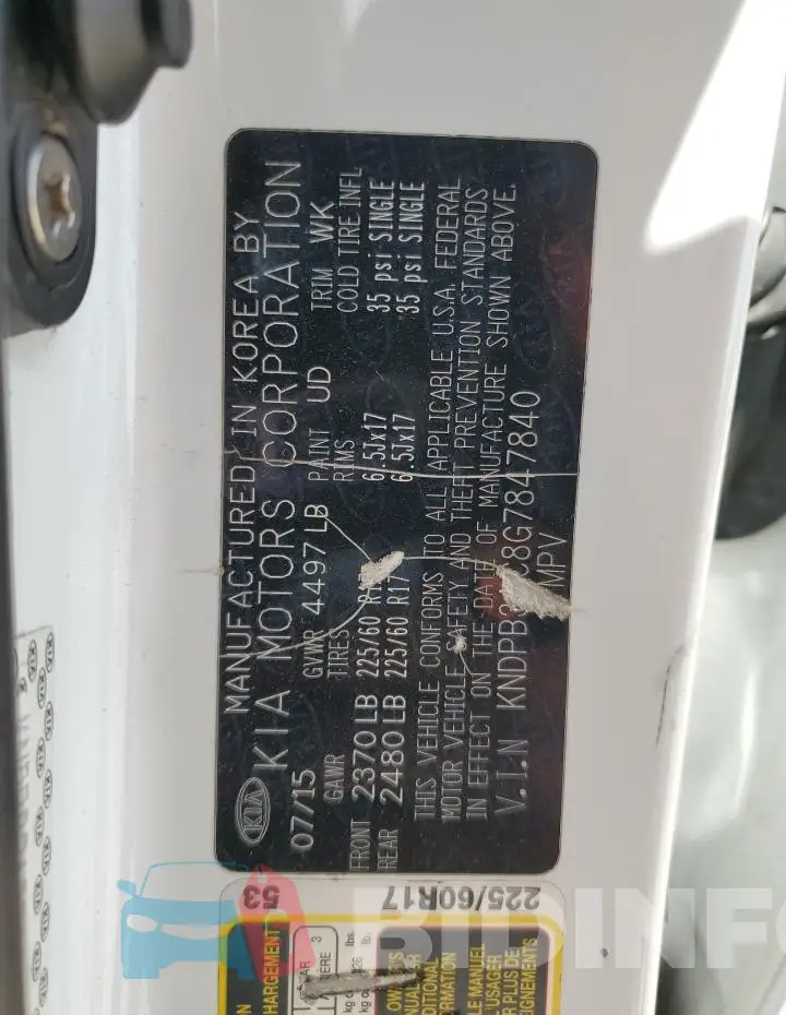 KNDPB3AC8G7847840 Photo# 13