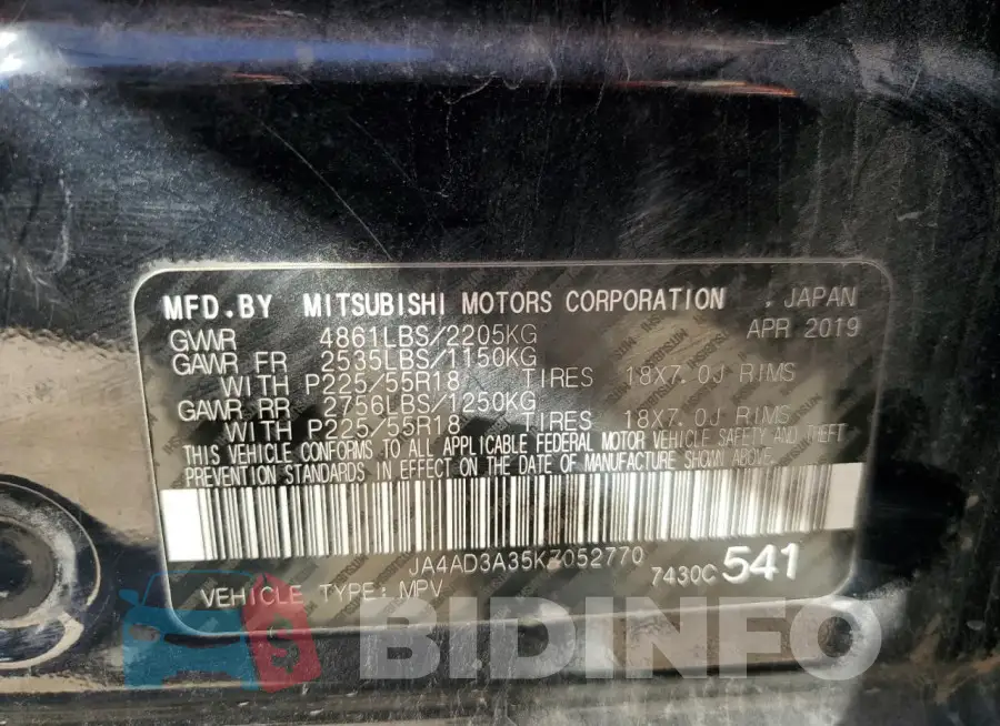JA4AD3A35KZ052770 Photo# 14