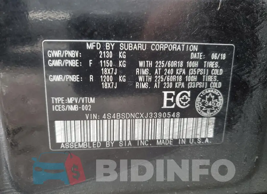 4S4BSDNCXJ3390548 Photo# 14