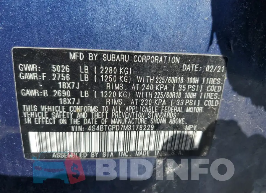 4S4BTGPD7M3178229 Photo# 13