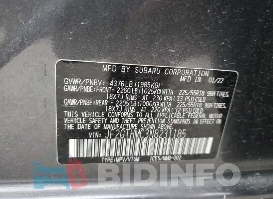JF2GTHMC3N8231185 Photo# 13