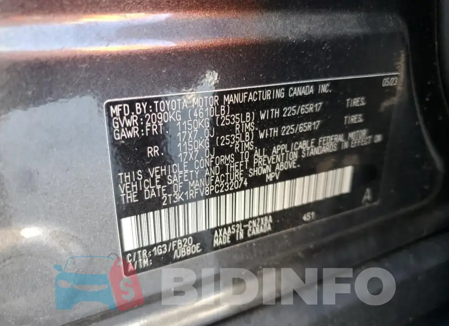 2T3K1RFV8PC232074 Photo# 14