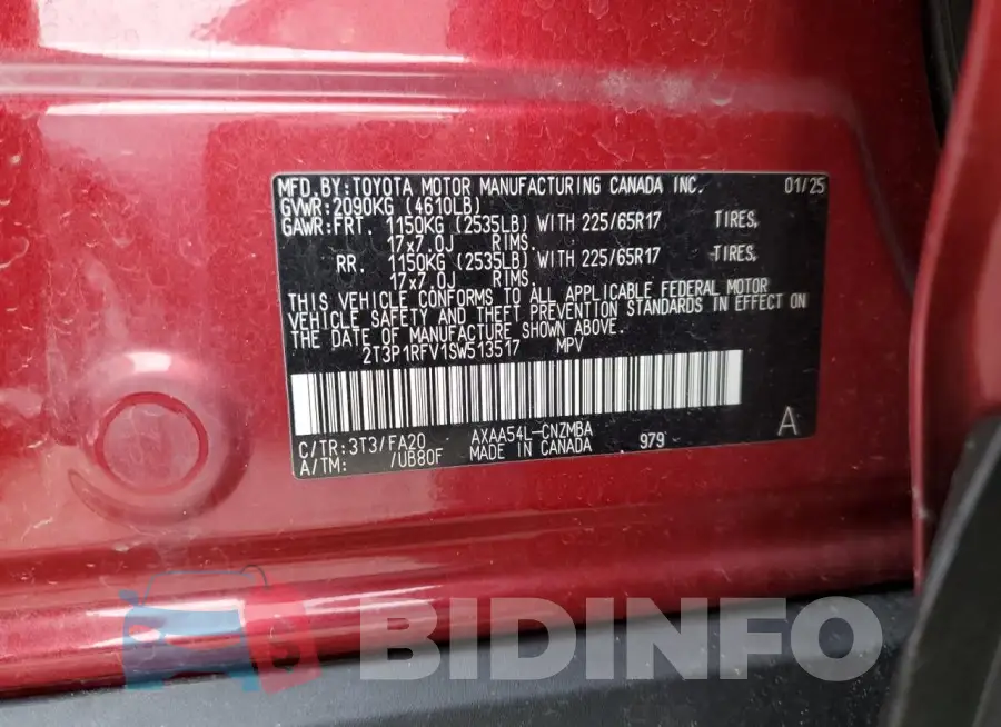 2T3P1RFV1SW513517 Photo# 13