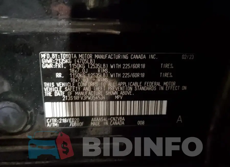 2T3S1RFV3PW354534 Photo# 14