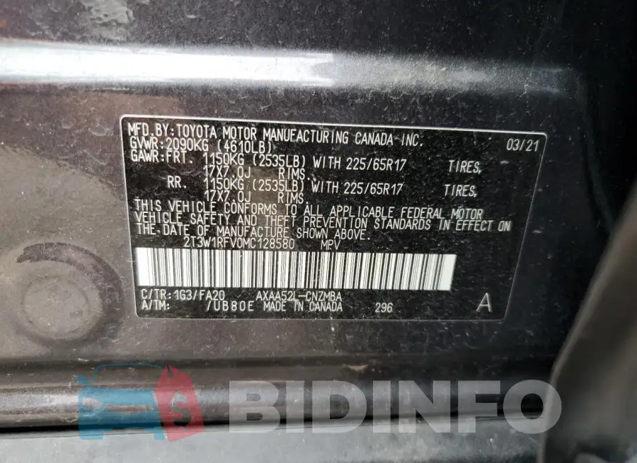2T3W1RFV0MC128580 Photo# 13