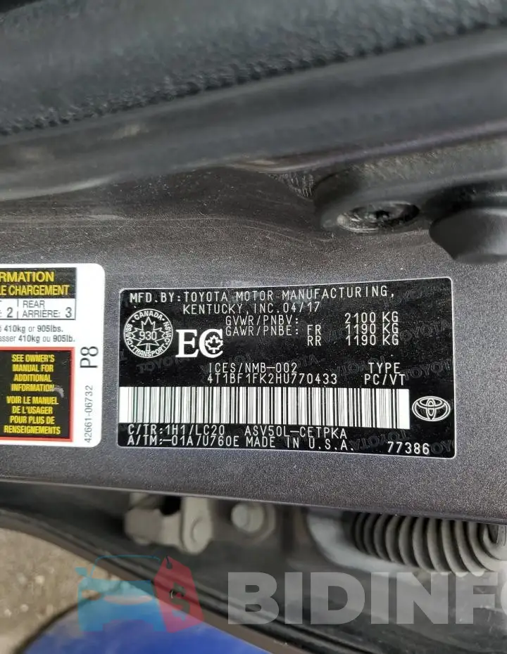 4T1BF1FK2HU770433 Photo# 13