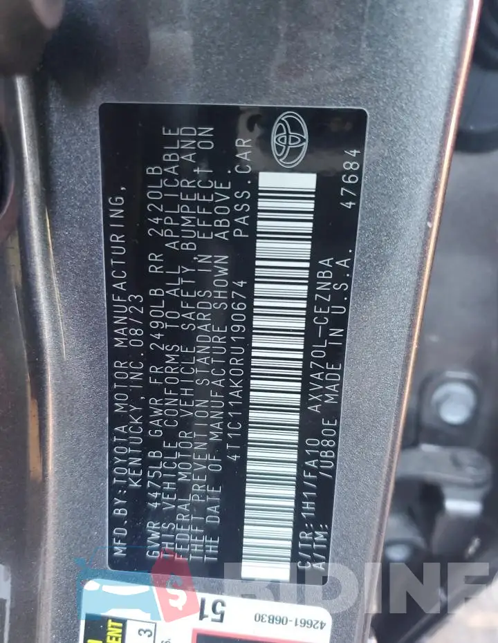4T1C11AK0RU190674 Photo# 12