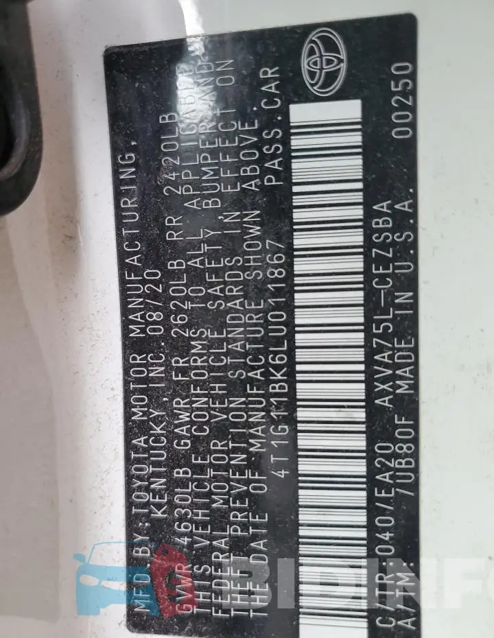 4T1G11BK6LU011867 Photo# 12