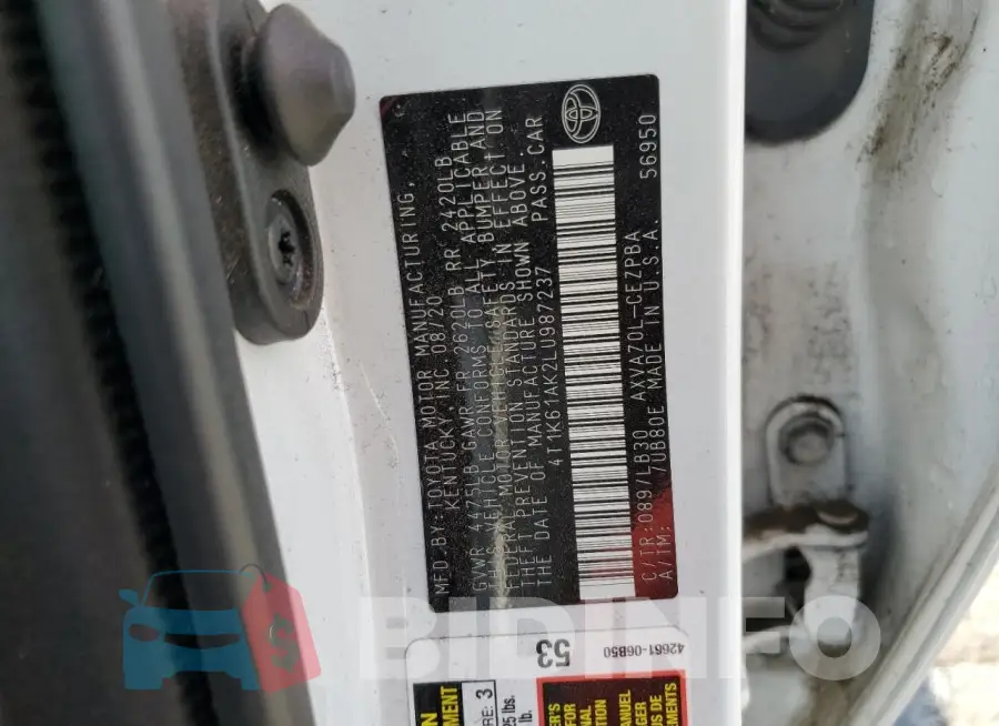 4T1K61AK2LU987237 Photo# 12