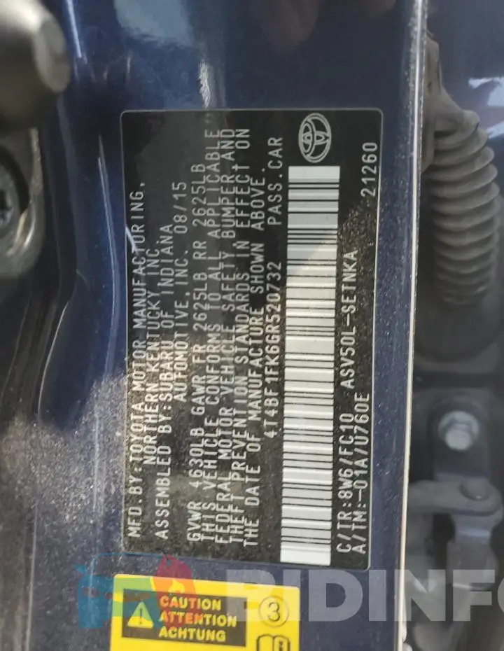 4T4BF1FK6GR520732 Photo# 13