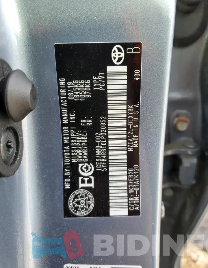 5YFB4RBE0LP020852 Photo# 12