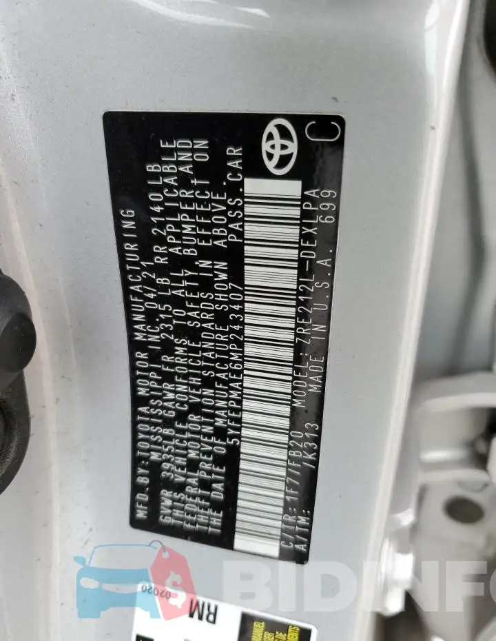 5YFEPMAE6MP243407 Photo# 12