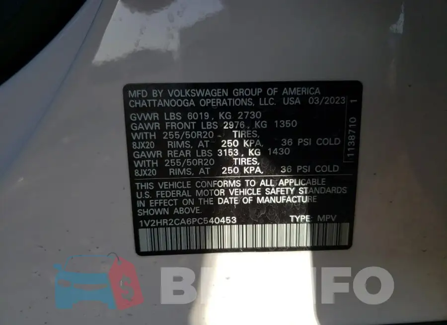 1V2HR2CA6PC540453 Photo# 13