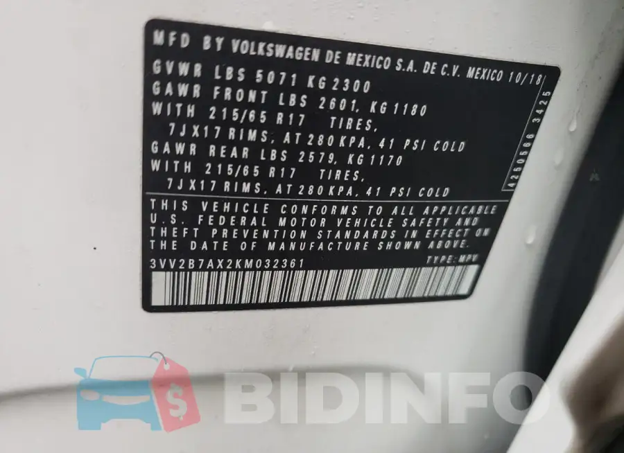 3VV2B7AX2KM032361 Photo# 14