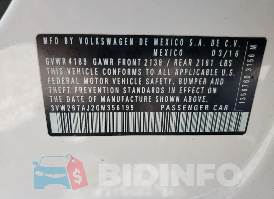 3VW267AJ2GM356199 Photo# 12