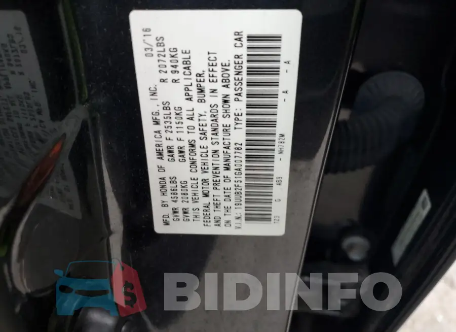 19UUB2F51GA007782 Photo# 13