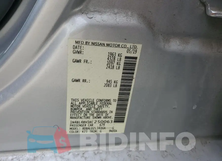 1N4BL4BV1KC250063 Photo# 12