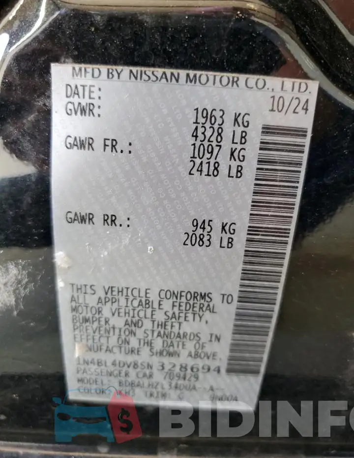 1N4BL4DV8SN328694 Photo# 12