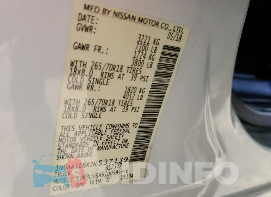 1N6AA1E6XJN537139 Photo# 13