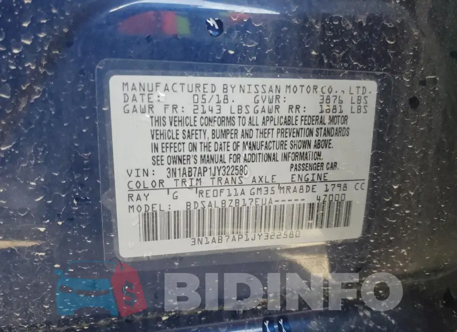 3N1AB7AP1JY322580 Photo# 13