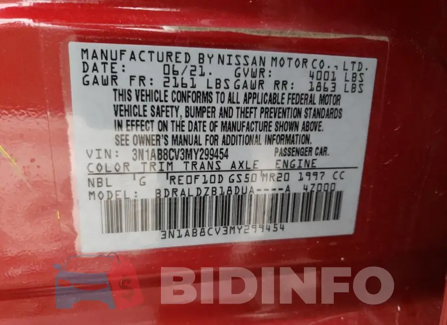3N1AB8CV3MY299454 Photo# 13