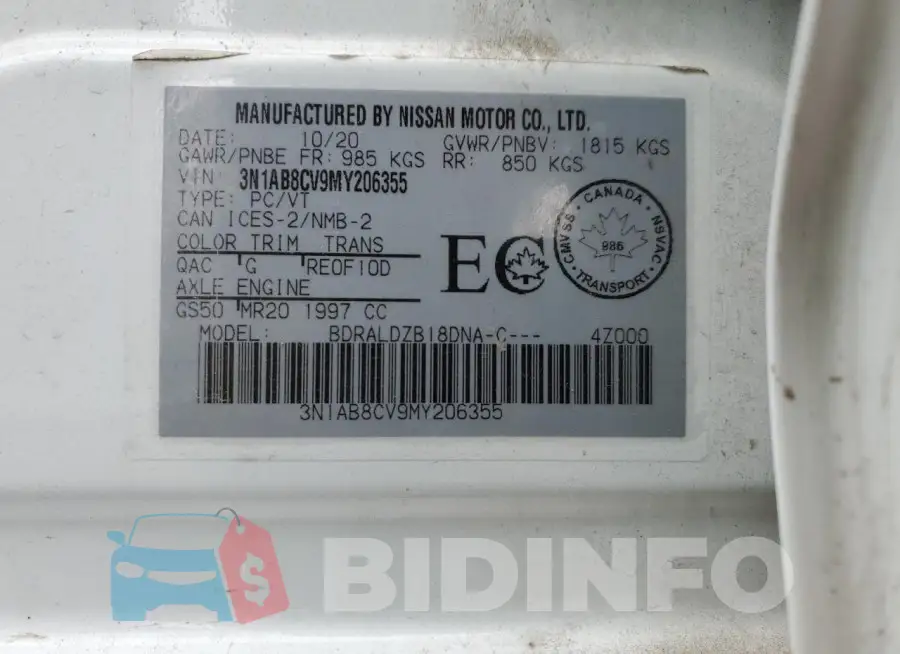 3N1AB8CV9MY206355 Photo# 12