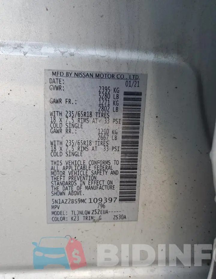 5N1AZ2BS9MC109397 Photo# 13