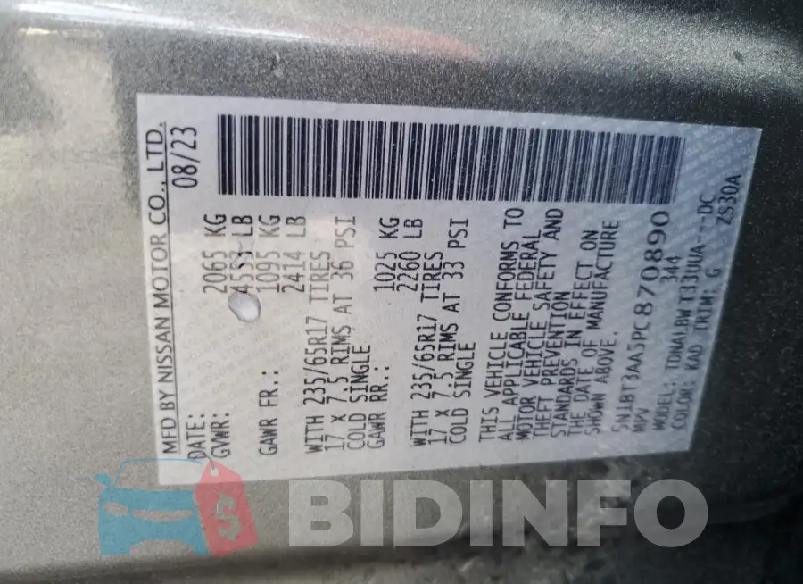 5N1BT3AA5PC870890 Photo# 14