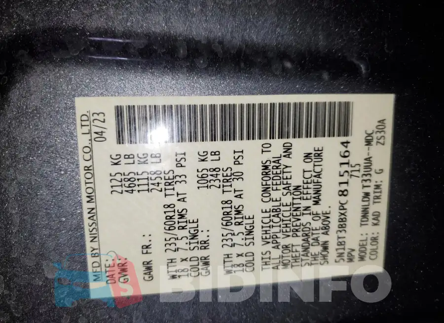 5N1BT3BBXPC815164 Photo# 12